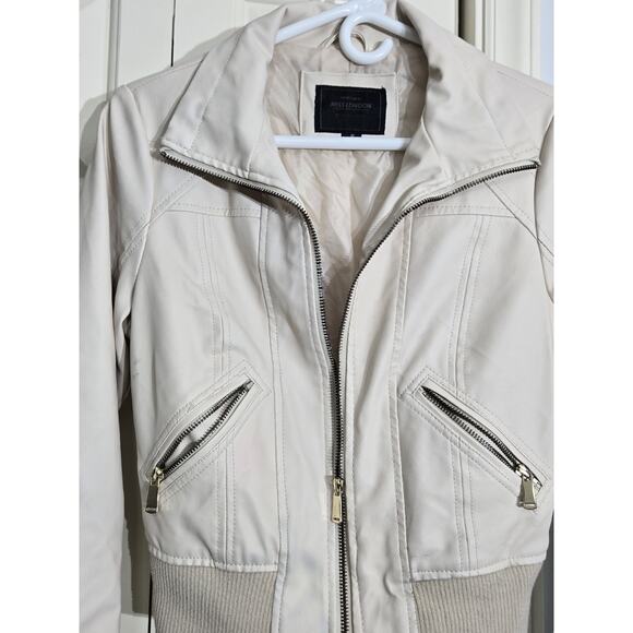 Miss London Black Label Lined FAUX Leather Bomber Biker Jacket Sz Small READ - Picture 2 of 16